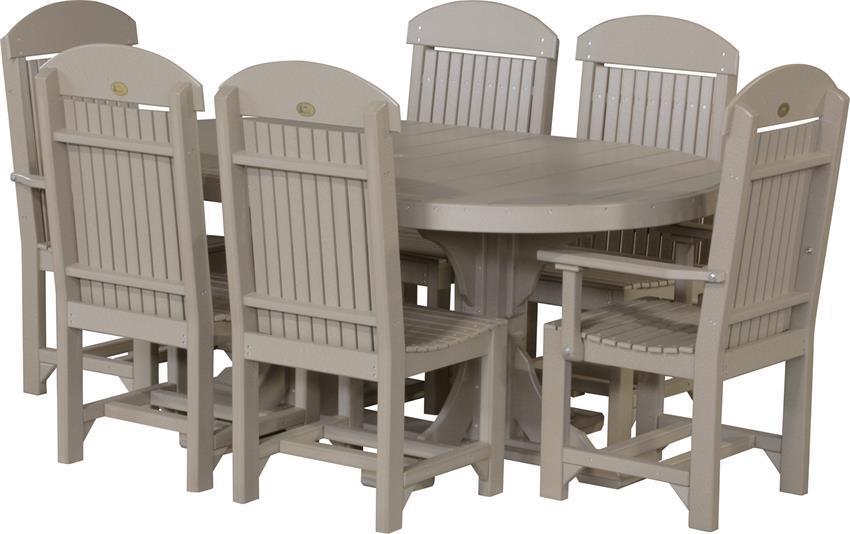 LuxCraft Recycled Plastic Poly Captain Chair Oval Dining Set - LEAD TIME TO SHIP 3 TO 4 WEEKS