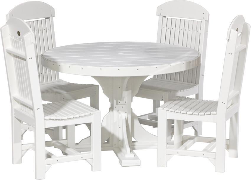 LuxCraft Recycled Plastic 4' Poly Round Dining Height Table Set with Four Classic Dining Side Chairs - LEAD TIME TO SHIP 3 TO 4 WEEKS