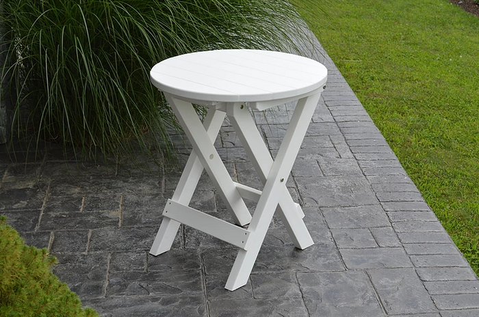 A&L Furniture Co. Recycled Plastic Round Folding Bistro Table -  White