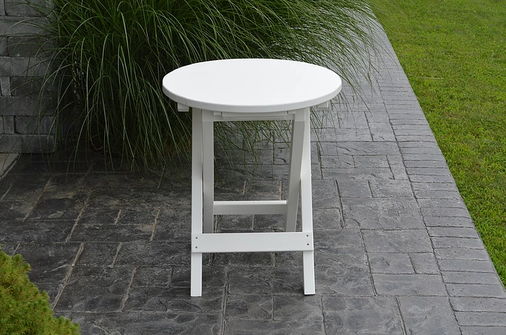 A&L Furniture Co. Recycled Plastic Round Folding Bistro Table - White
