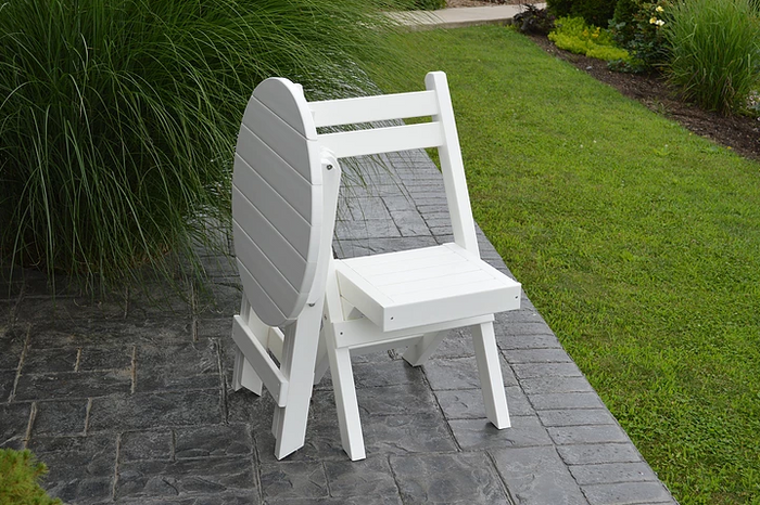 A&L Furniture Co. Recycled Plastic Round Folding Bistro Table - White