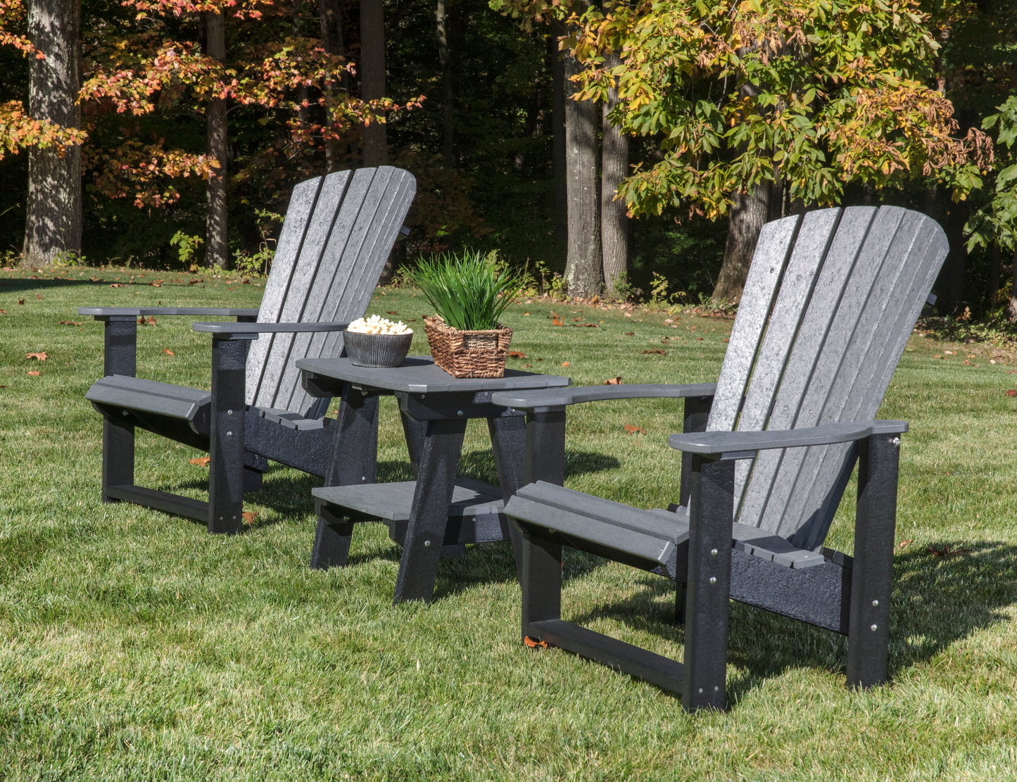 Wildridge LCC-112 Recycled Plastic Heritage Upright Adirondack Chair 3 Piece Set (QUICK SHIP) - LEAD TIME TO SHIP 3 TO 4 BUSINESS DAYS