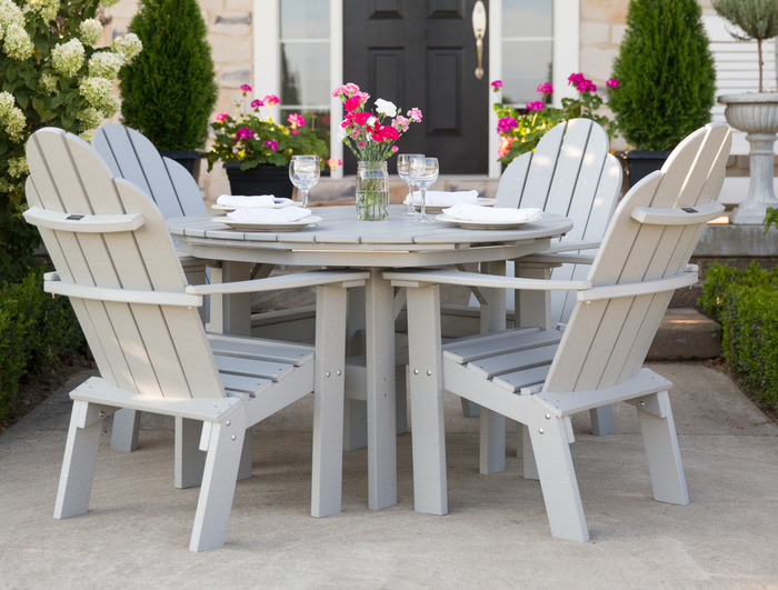 Wildridge Recycled Plastic Classic 46" Round Table Set with 4 Dining/Deck Chairs