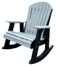 wildridge recycled plastic heritage high fan back adirondack rocking chair light gray on black