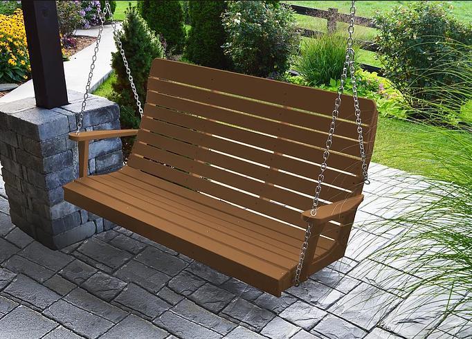 A&L Furniture Recycled Plastic 5' High Back Winston Porch Swing - LEAD TIME TO SHIP 10 BUSINESS DAYS