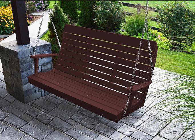 A&L Furniture Recycled Plastic 5' High Back Winston Porch Swing - LEAD TIME TO SHIP 10 BUSINESS DAYS