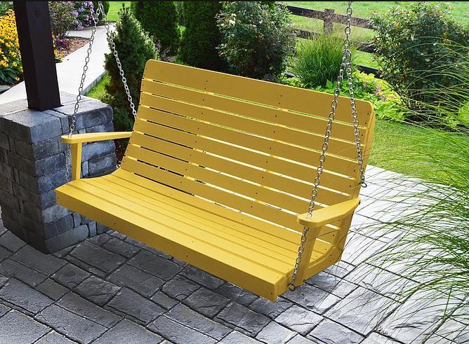 A&L Furniture Recycled Plastic 5' High Back Winston Porch Swing - LEAD TIME TO SHIP 10 BUSINESS DAYS