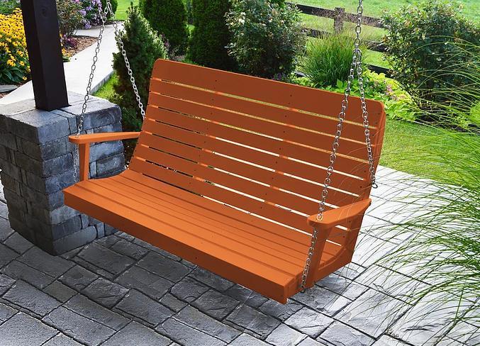 A&L Furniture Recycled Plastic 5' High Back Winston Porch Swing - LEAD TIME TO SHIP 10 BUSINESS DAYS