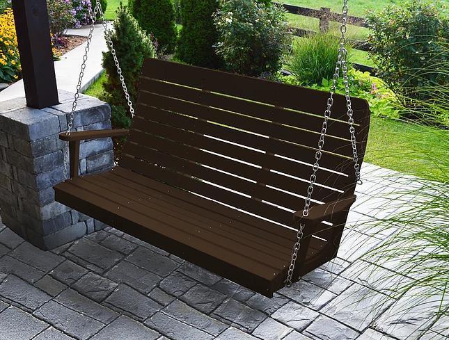 A&L Furniture Recycled Plastic 5' High Back Winston Porch Swing - LEAD TIME TO SHIP 10 BUSINESS DAYS