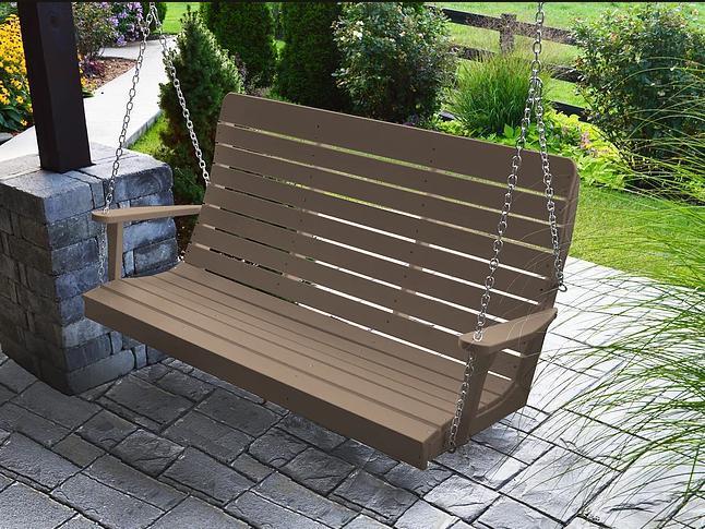 A&L Furniture Recycled Plastic 5' High Back Winston Porch Swing - LEAD TIME TO SHIP 10 BUSINESS DAYS