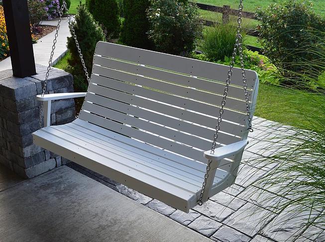 A&L Furniture Recycled Plastic 5' High Back Winston Porch Swing - LEAD TIME TO SHIP 10 BUSINESS DAYS
