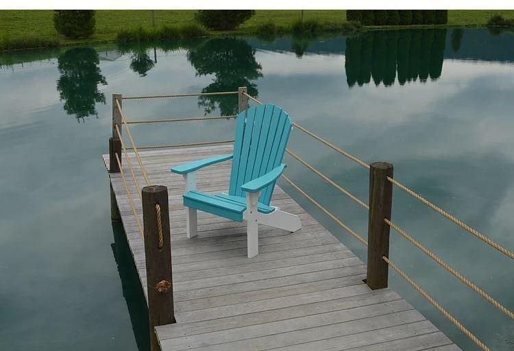 A & L Furniture Co. Amish Made Poly Fanback Adirondack Chair w/White Frame  - Ships FREE in 5-7 Business days - Rocking Furniture