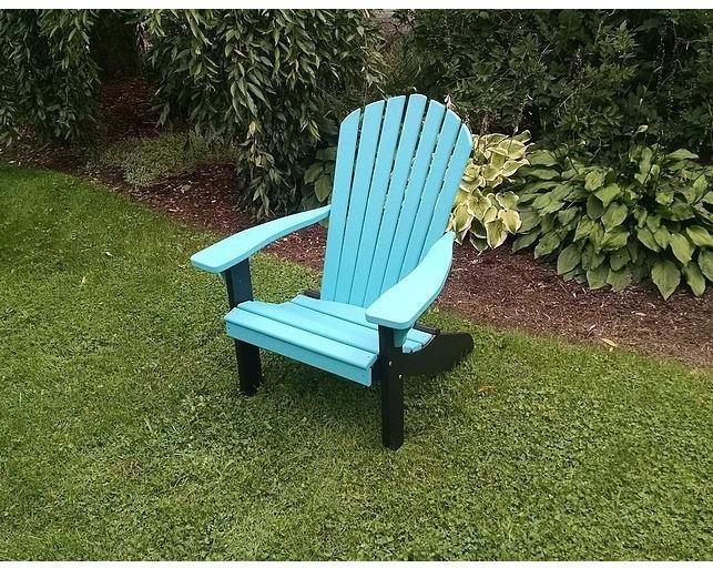 A & L Furniture Co. Amish Made Poly Fanback Adirondack Chair w/Black Frame  - Ships FREE in 5-7 Business days - Rocking Furniture