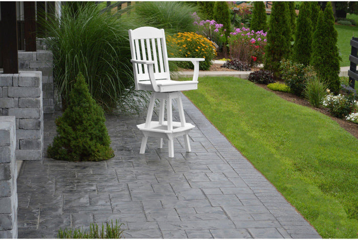 A&L Furniture Company Recycled Plastic Classic Swivel Bar Chair w/ Arms - White