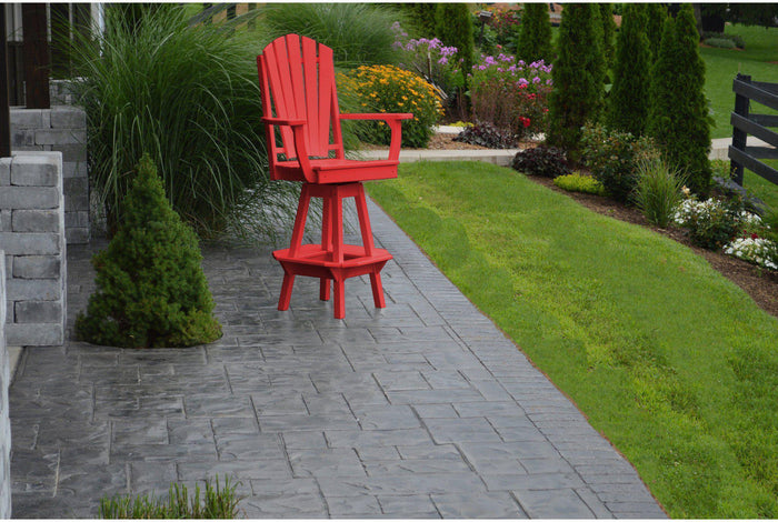 A&L Furniture Recycled Plastic Adirondack Swivel Bar Chair w/Arms - Bright Red