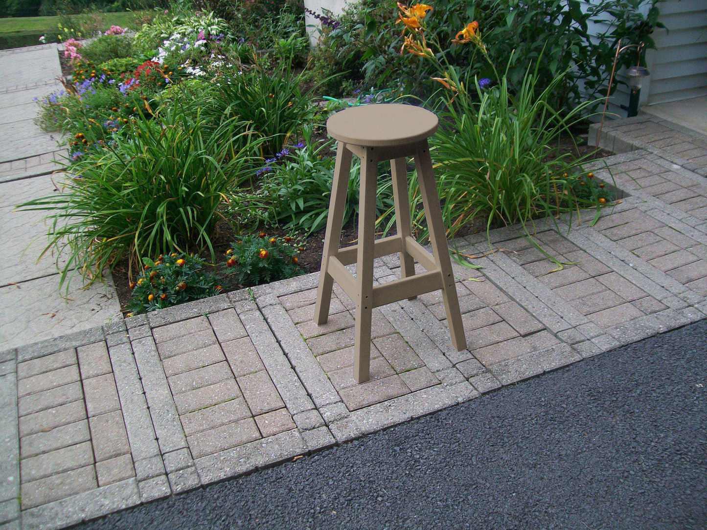 A&L Furniture Recycled Plastic Bar Stool - Weatheredwood