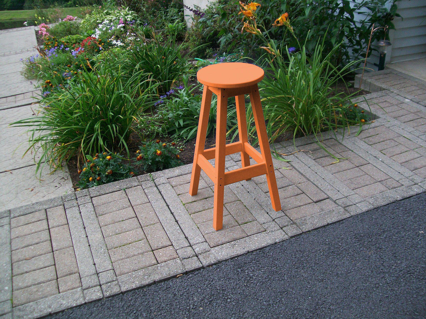 A&L Furniture Recycled Plastic Bar Stool - Orange