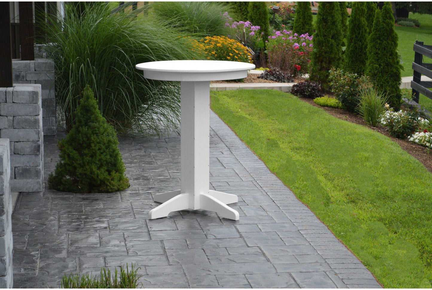 A&L Furniture Recycled Plastic 33" Round Bar Table - White