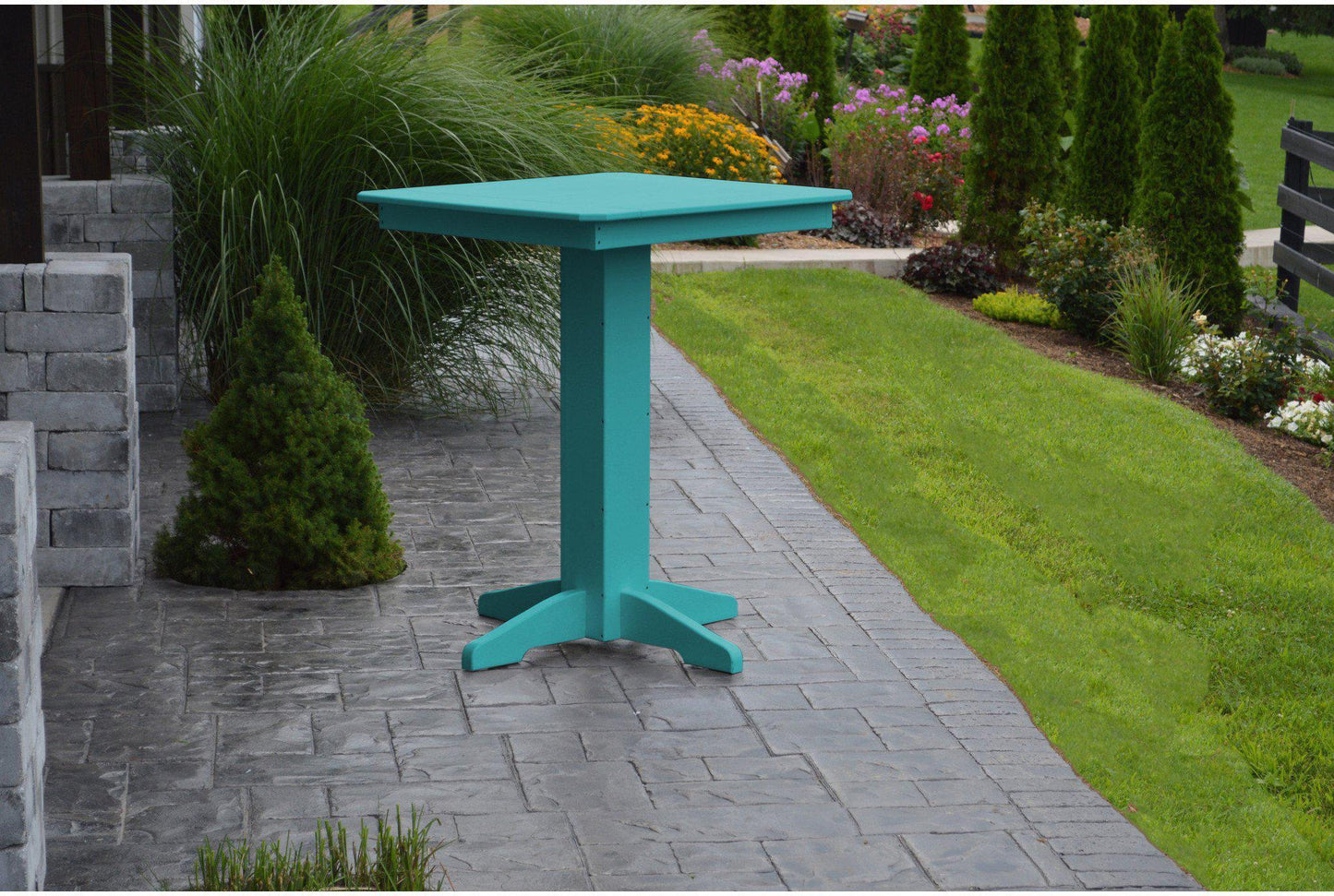 A&L Furniture Recycled Plastic 33" Square Bar Table - Aruba Blue