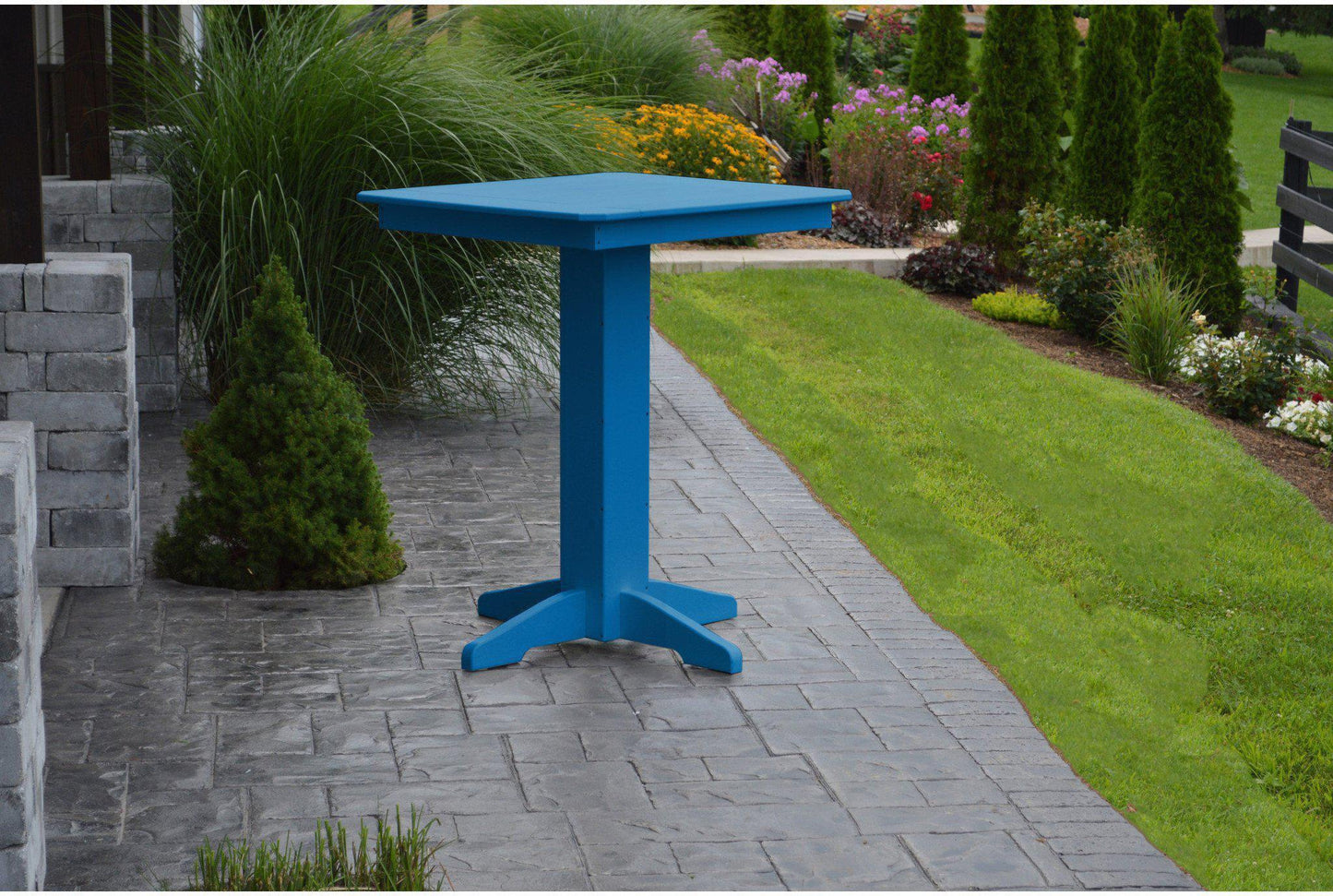 A&L Furniture Recycled Plastic 33" Square Bar Table - Blue