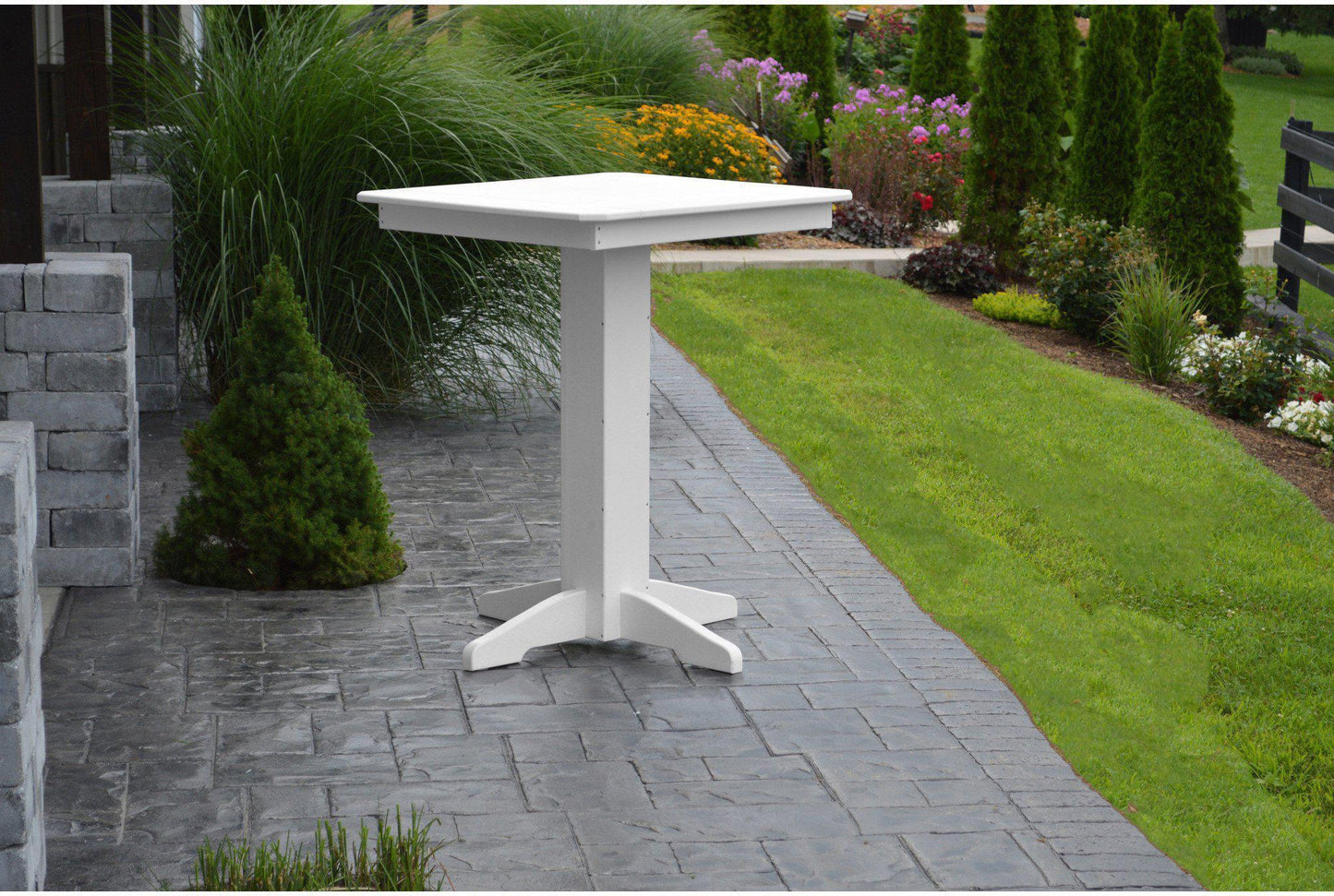 A&L Furniture Recycled Plastic 33" Square Bar Table - White