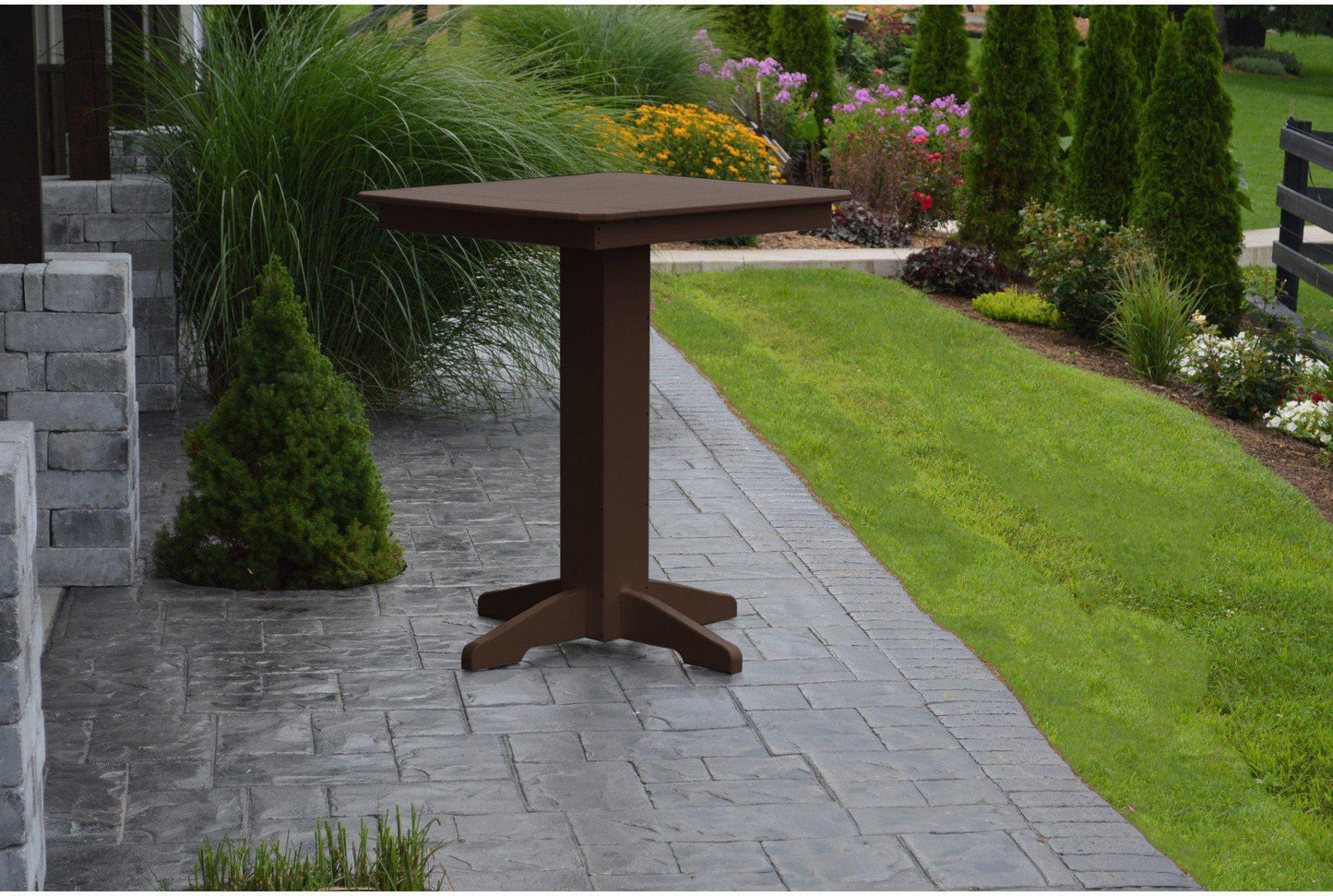 A&L Furniture Recycled Plastic 33" Square Bar Table - Tudor Brown