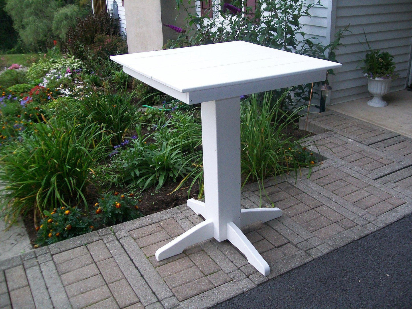 A&L Furniture Recycled Plastic 33" Square Bar Table - White