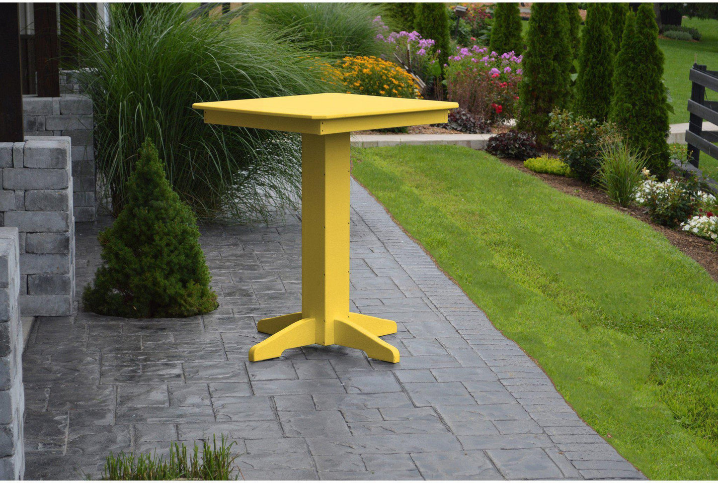 A&L Furniture Recycled Plastic 33" Square Bar Table - Lemon Yellow