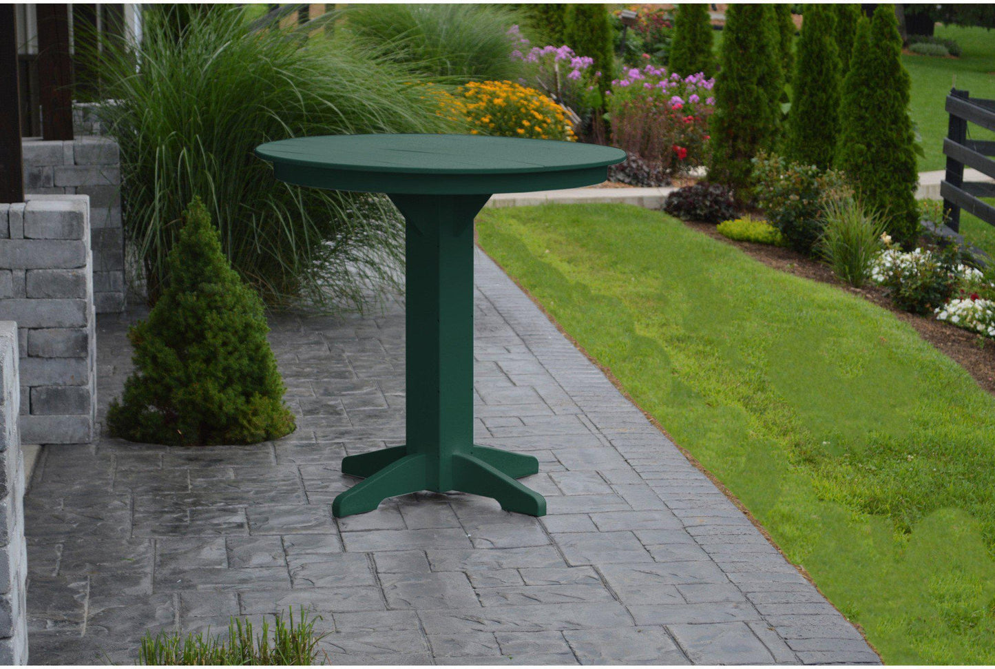 A&L Furniture Recycled Plastic 44" Round Bar Table - Turf Green