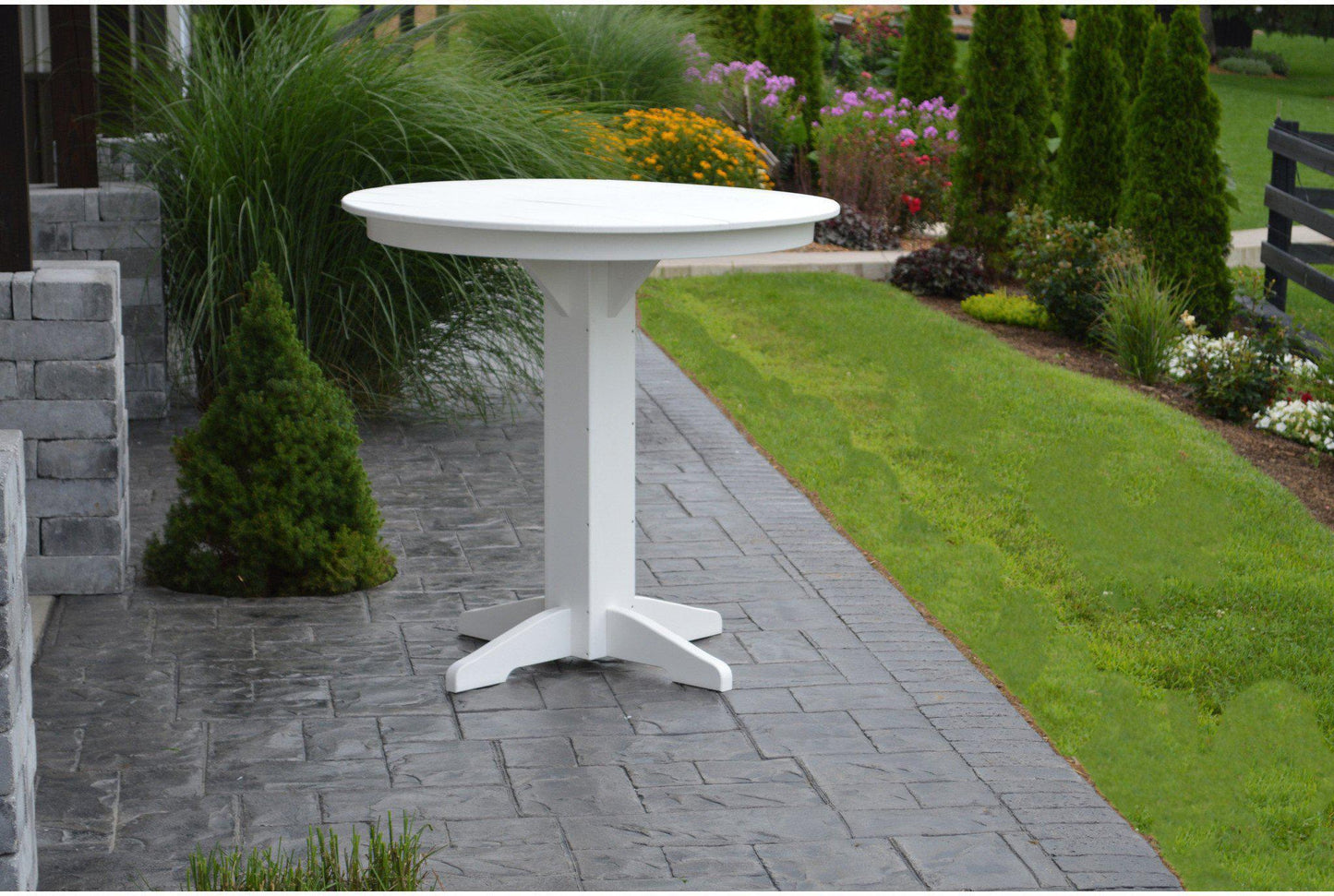 A&L Furniture Recycled Plastic 44" Round Bar Table - White