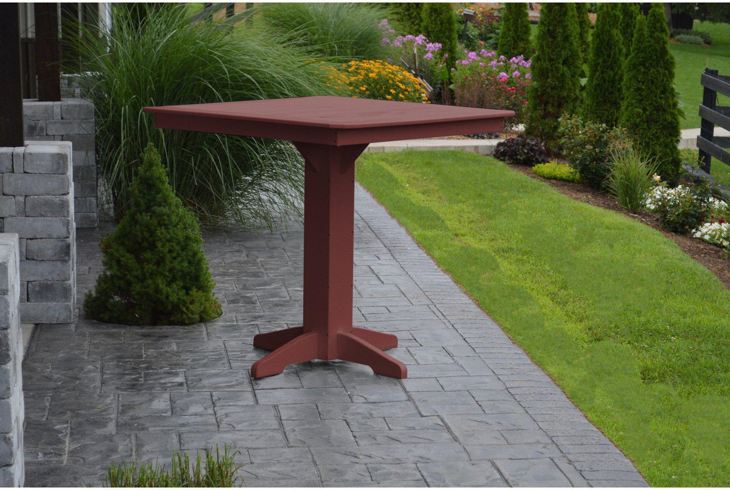 A&L Furniture Recycled Plastic 44" Square Bar Table - Cherrywood
