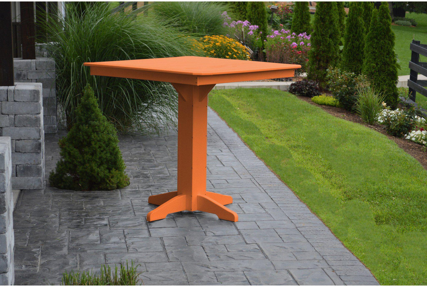 A&L Furniture Recycled Plastic 44" Square Bar Table - Orange