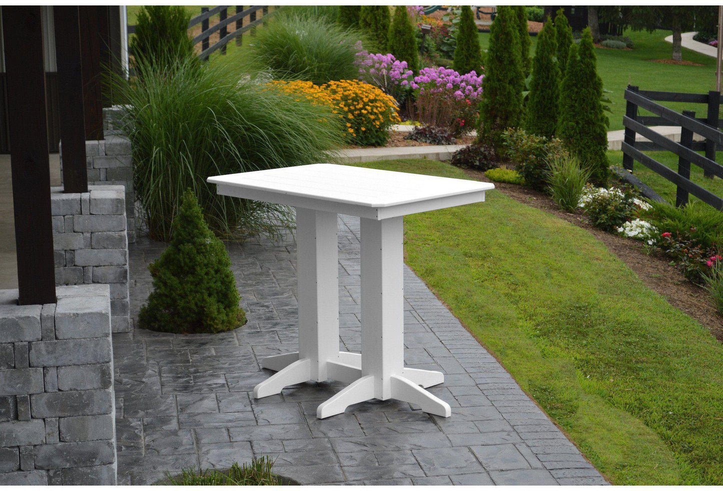 A&L Furniture Recycled Plastic 48" x 33"  Bar Table - White