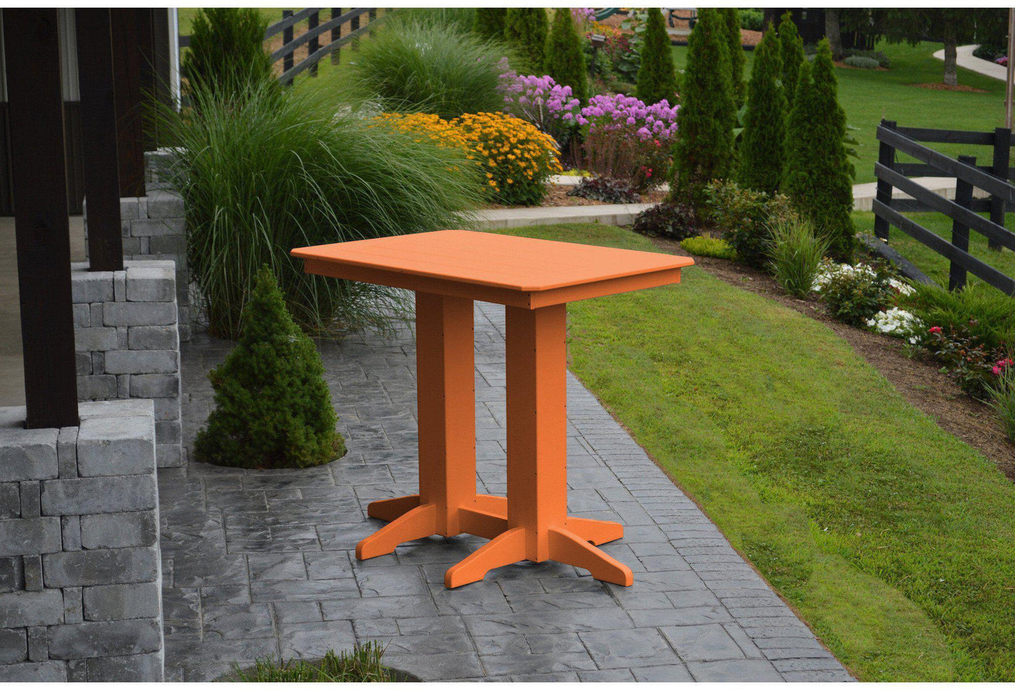 A&L Furniture Recycled Plastic 48" x 33"  Bar Table - Orange