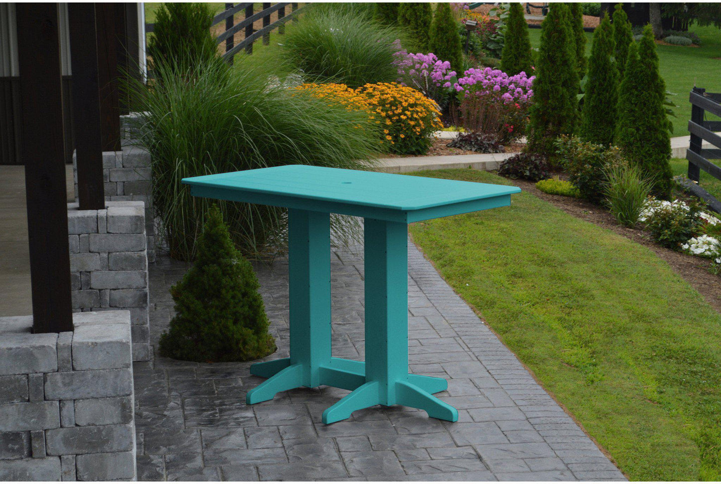 A&L Furniture Recycled Plastic 5' Bar Table - Aruba Blue