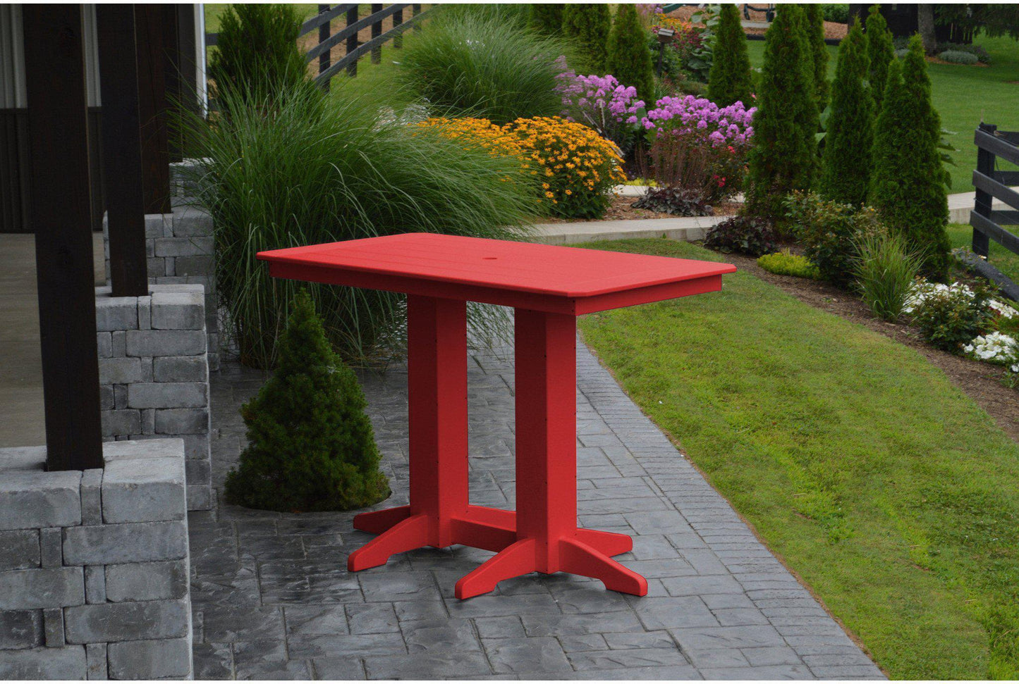 A&L Furniture Recycled Plastic 5' Bar Table - Bright Red