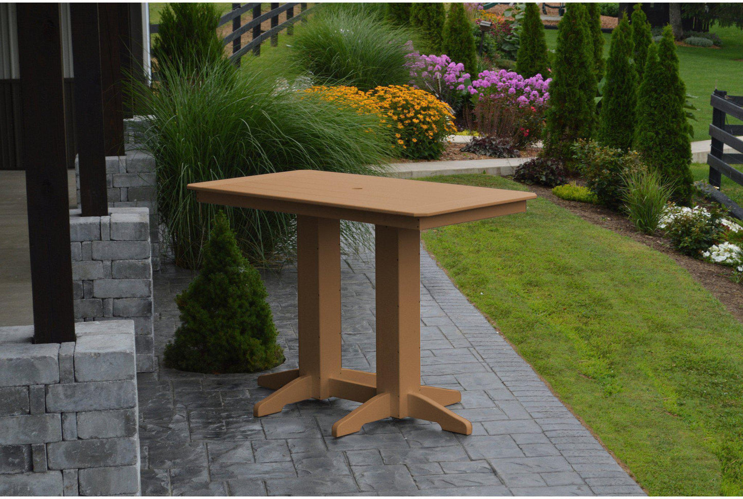 A&L Furniture Recycled Plastic 5' Bar Table - Cedar