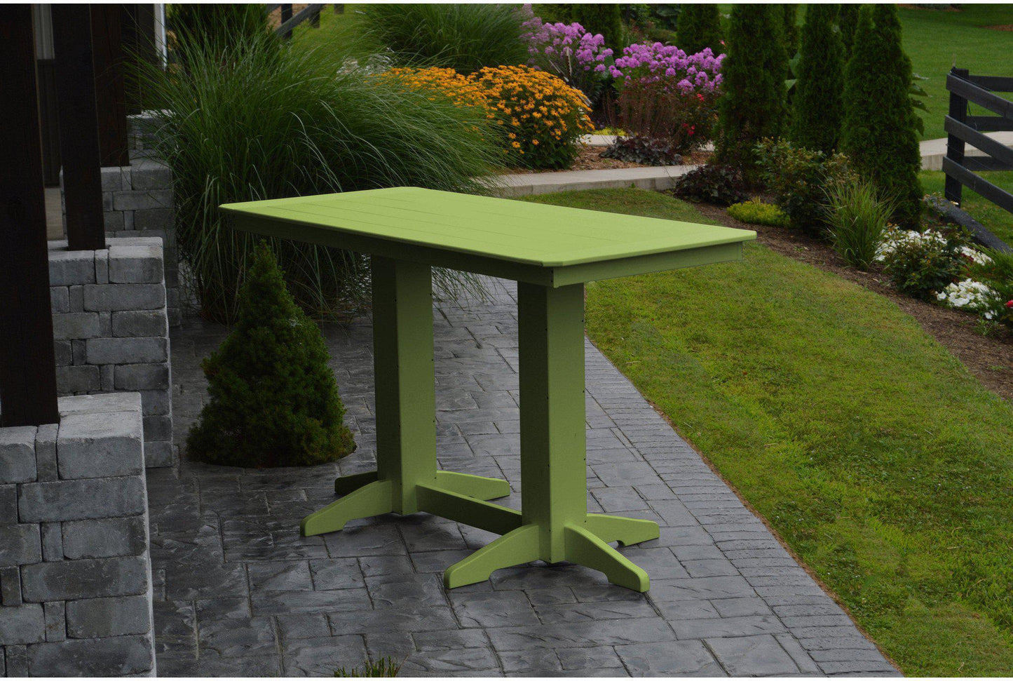 A&L Furniture Recycled Plastic 6' Bar Table - Tropical Lime