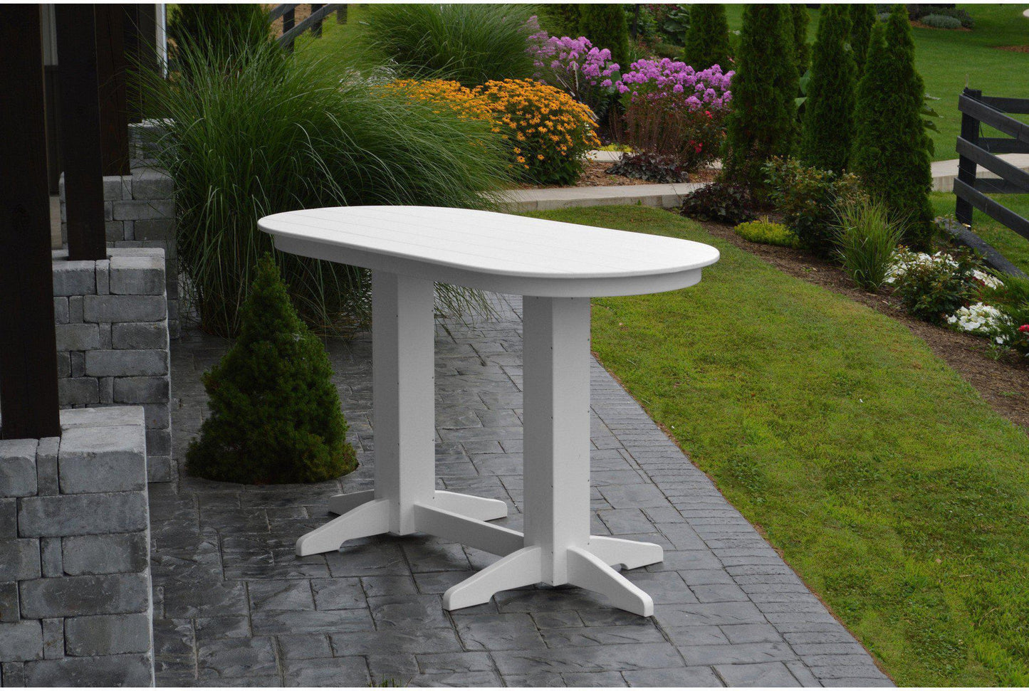 A&L Furniture Recycled Plastic 6' Oval Bar Table - White