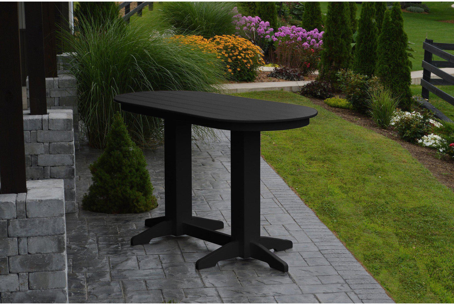 A&L Furniture Recycled Plastic 6' Oval Bar Table - Black