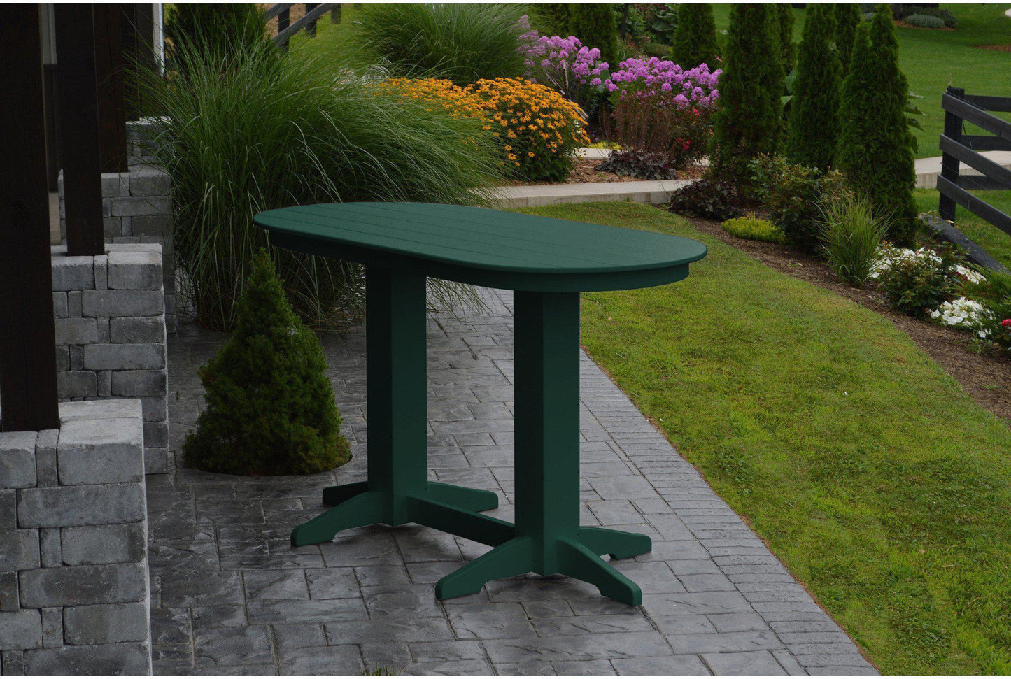 A&L Furniture Recycled Plastic 6' Oval Bar Table - Turf Green