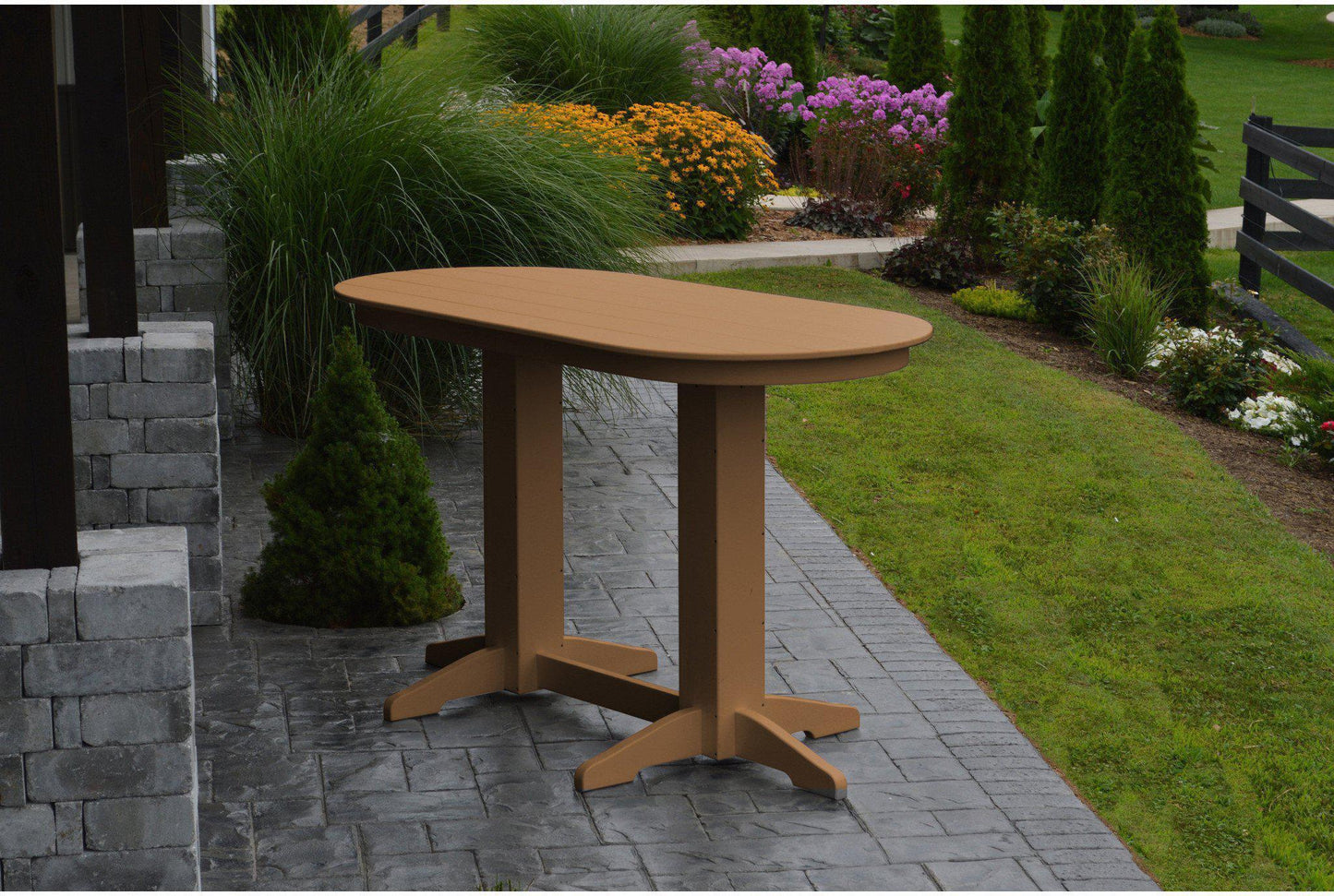 A&L Furniture Recycled Plastic 6' Oval Bar Table - Cedar