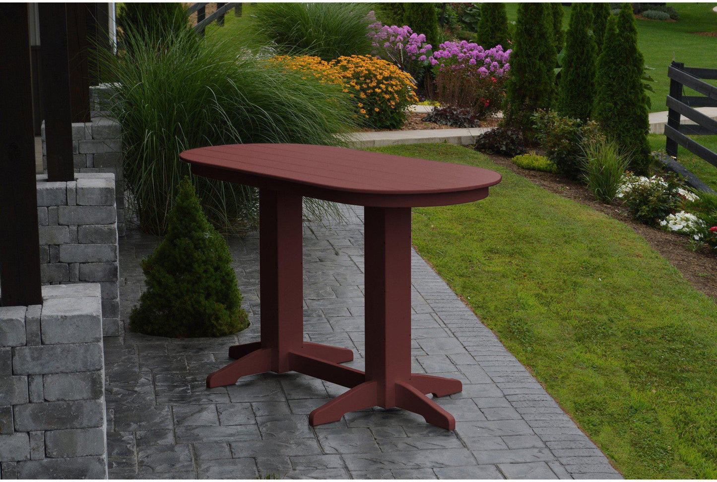 A&L Furniture Recycled Plastic 6' Oval Bar Table - Cherrywood