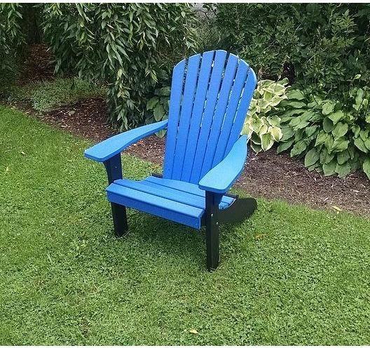 A & L Furniture Co. Amish Made Poly Fanback Adirondack Chair w/Black Frame  - Ships FREE in 5-7 Business days - Rocking Furniture