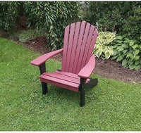 A & L Furniture Co. Amish Made Poly Fanback Adirondack Chair w/Black Frame  - Ships FREE in 5-7 Business days - Rocking Furniture