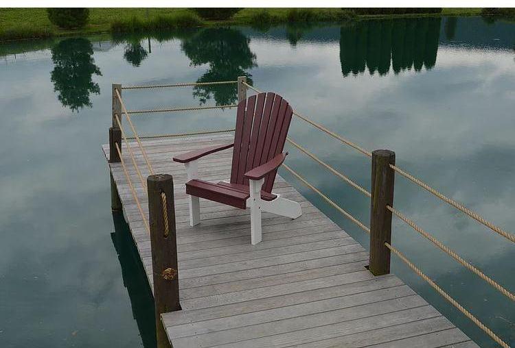 A & L Furniture Co. Amish Made Poly Fanback Adirondack Chair w/White Frame  - Ships FREE in 5-7 Business days - Rocking Furniture