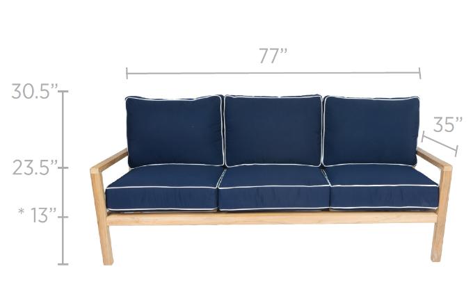 Royal Teak Collection Outdoor Coastal Sofa / 3-Seater - SHIPS WITHIN 1 TO 2 BUSINESS DAYS