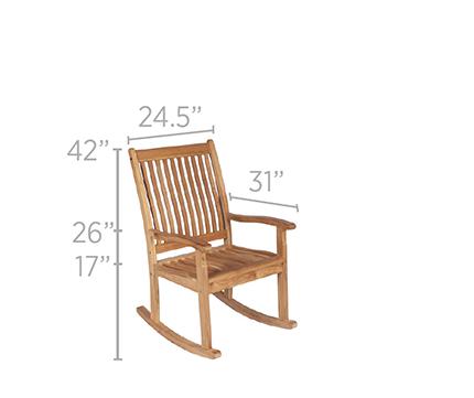 Royal Teak Collection Highback Outdoor Rocking Chair - SHIPS WITHIN 1 TO 2 BUSINESS DAYS
