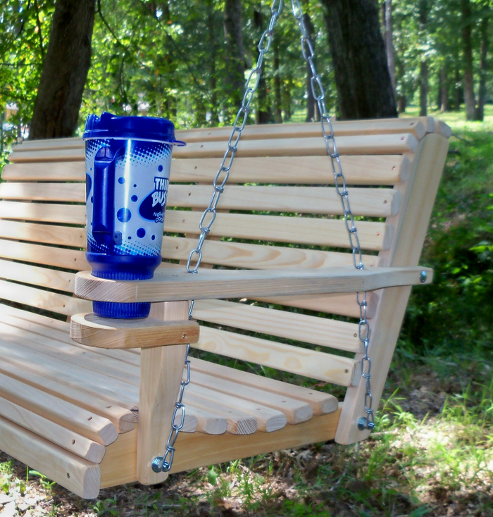 Patio swing with top cup holder