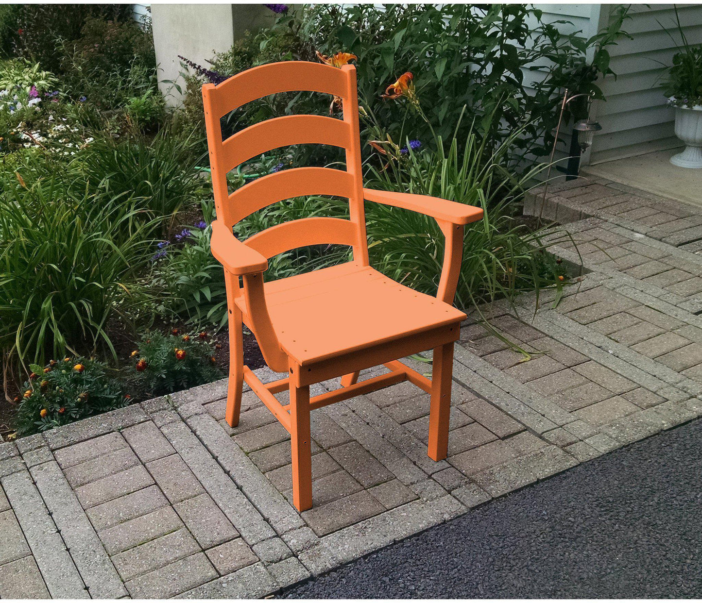 A&L Furniture Company Recycled Plastic Ladderback Dining Chair w/ Arms - Orange